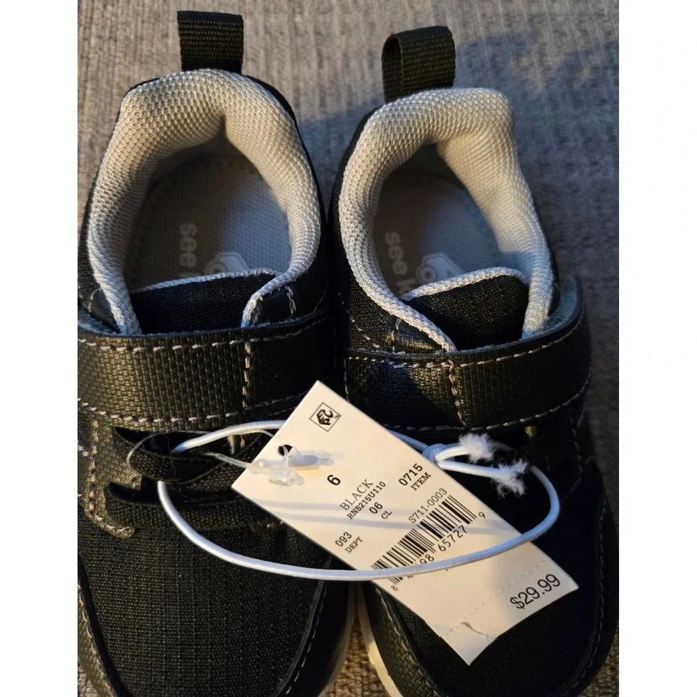 See Kai Run Tenny Black White Toddler Sneakers Size 6 Hook Loop S711-0003